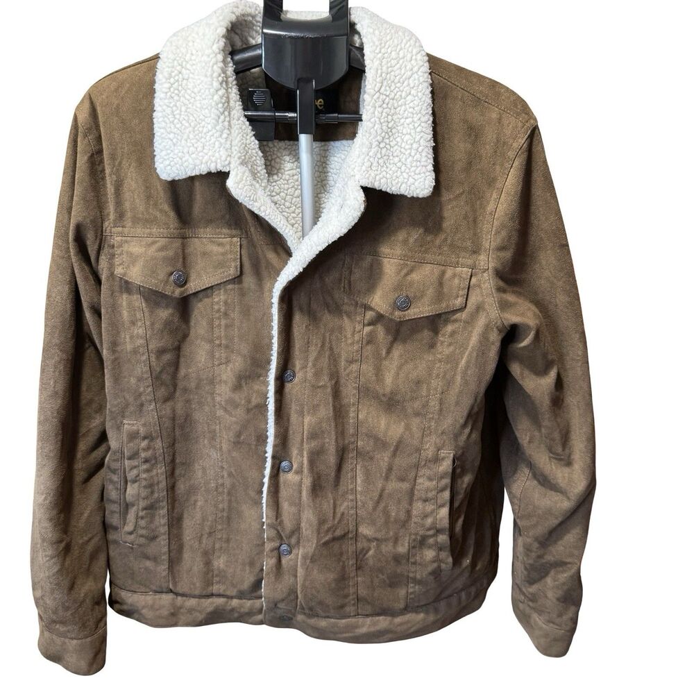 Men's Classic Button Up Lined Corduroy Trucker Jacket Lee Large Brown